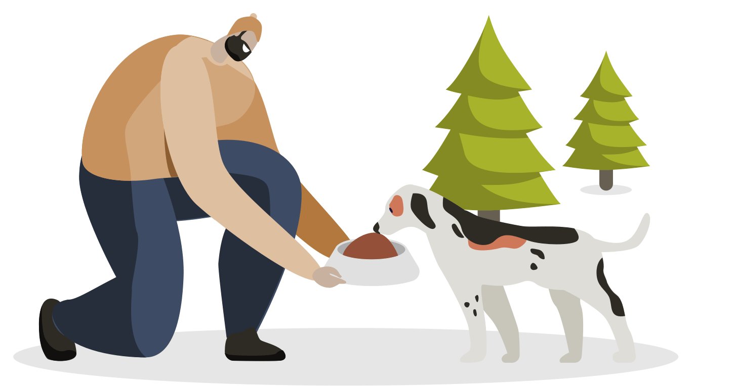 Illustration d'un homme et d'un chien